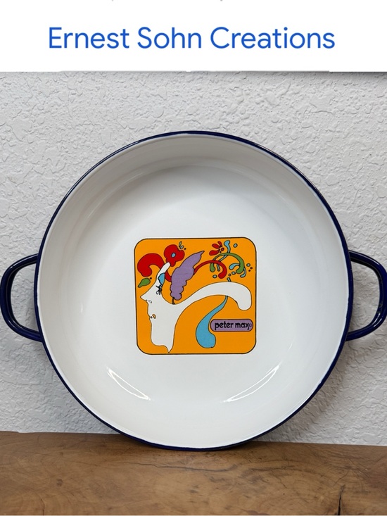 VINTAGE PETER MAX FOR ERNEST SOHN CREATIONS ENAMEL PAELLA PAN POP ART *RARE*